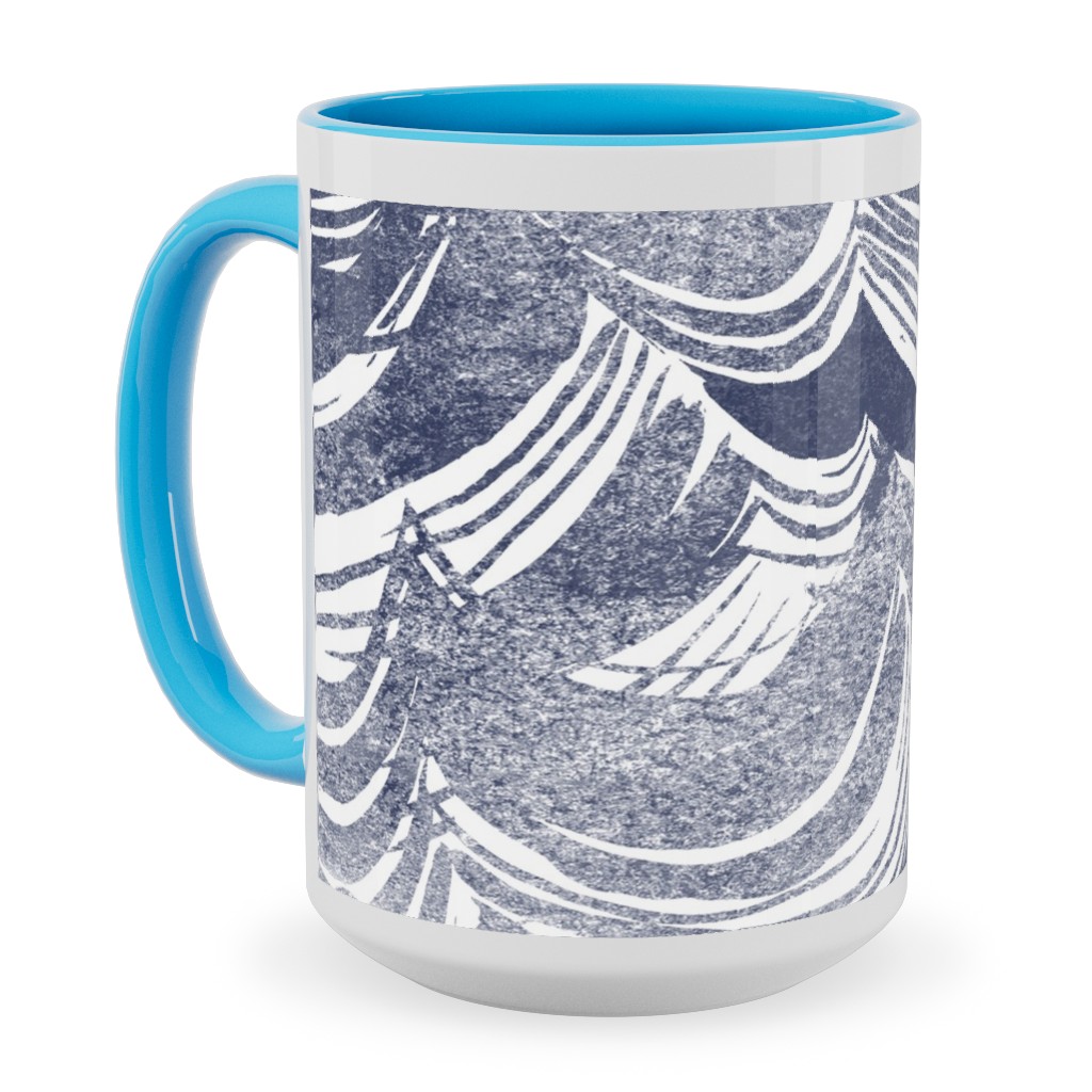 Wild Ocean Ceramic Mug, Light Blue, , 15oz, Gray, Gray