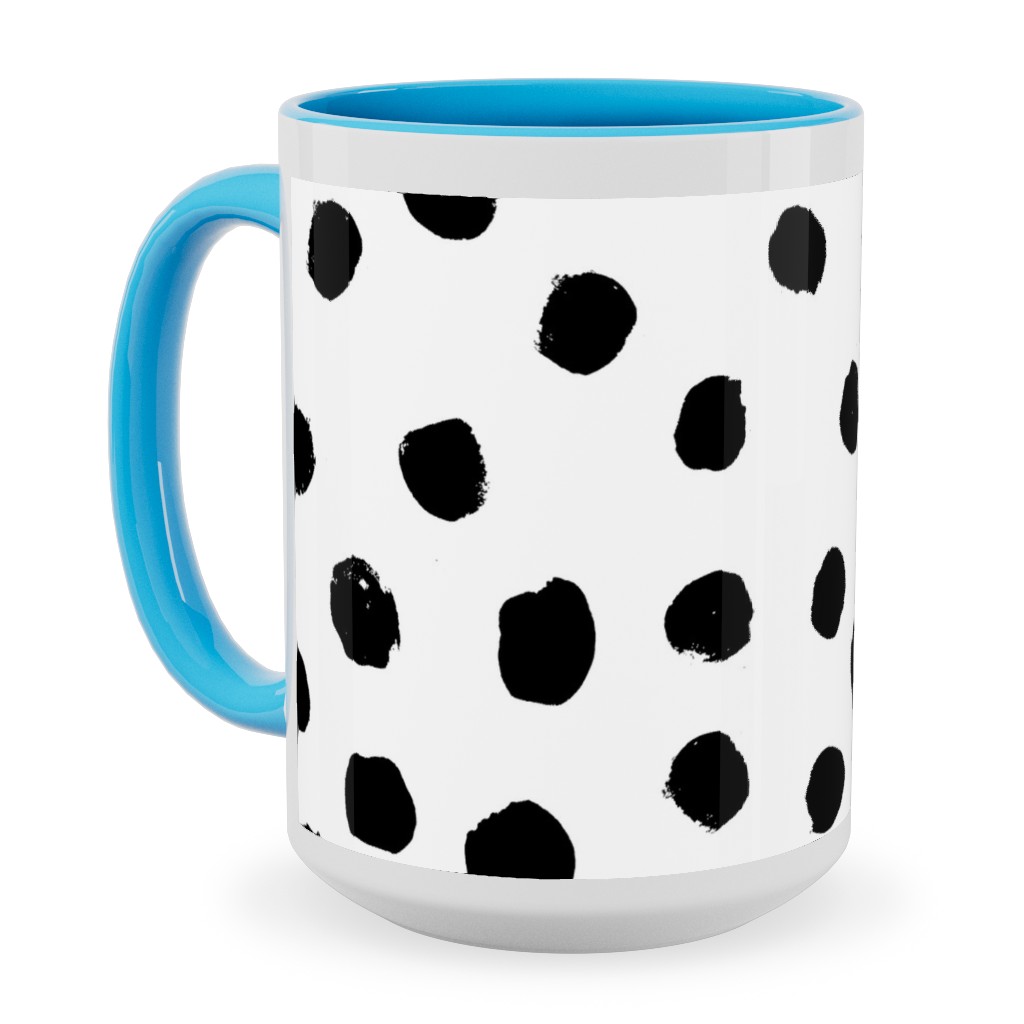 Soft Painted Dots Ceramic Mug, Light Blue,  , 15oz, White