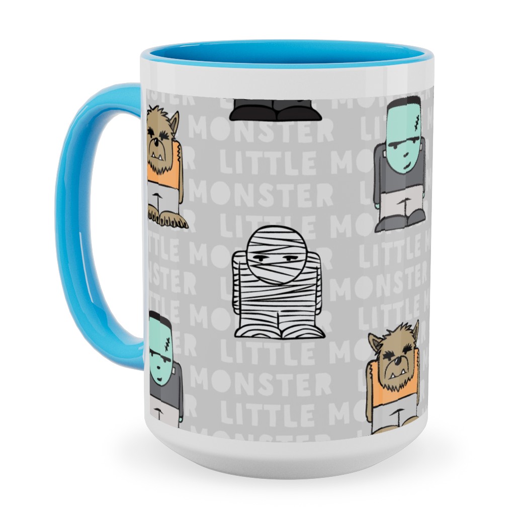 Little Monster - Gray Ceramic Mug, Light Blue, , 15oz, Gray, Gray