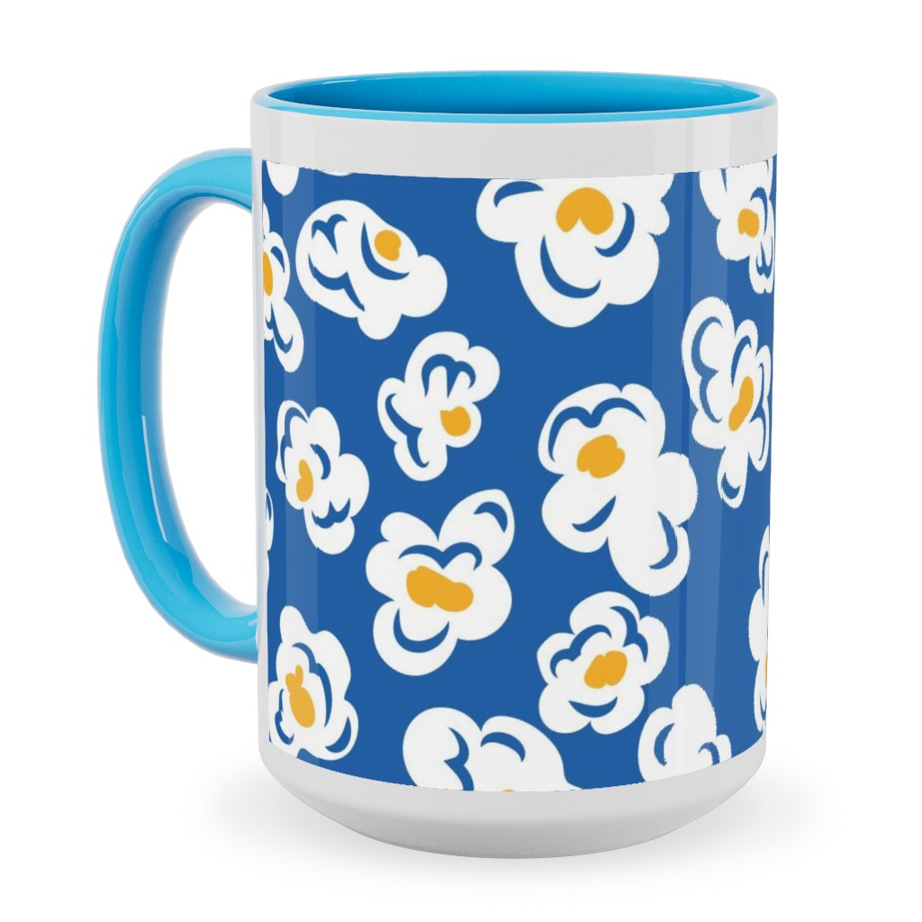 Pop, Pop, Popcorn - Blue Ceramic Mug, Light Blue, , 15oz, Blue, True Blue