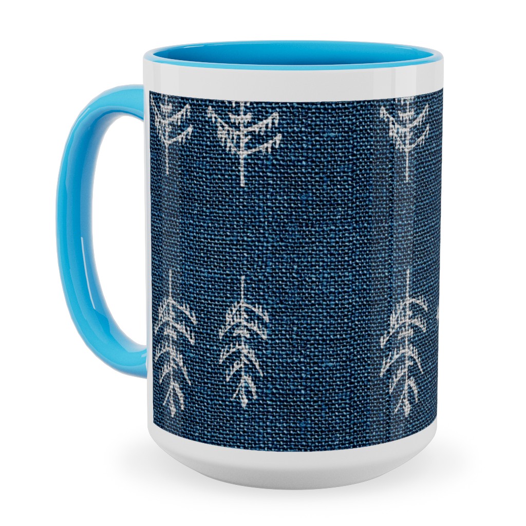Arctic Night Forest - Navy Ceramic Mug, Light Blue, , 15oz, Blue, True Blue