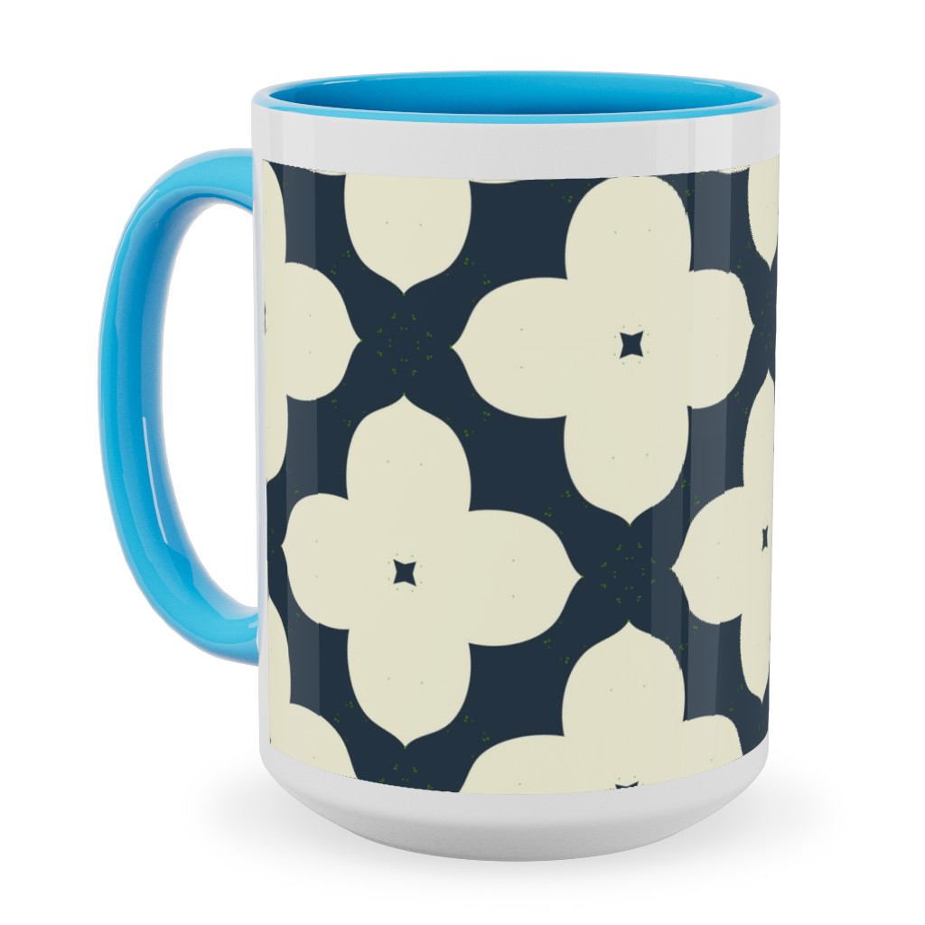 Bunchberry - Black Ceramic Mug, Light Blue, , 15oz, Blue, True Blue