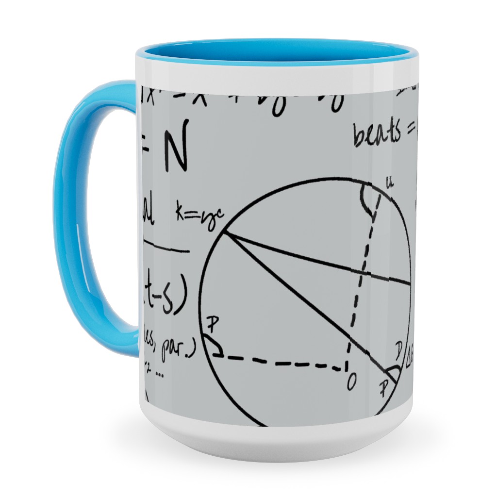 Common Equations Ceramic Mug, Light Blue, , 15oz, Gray, Silver