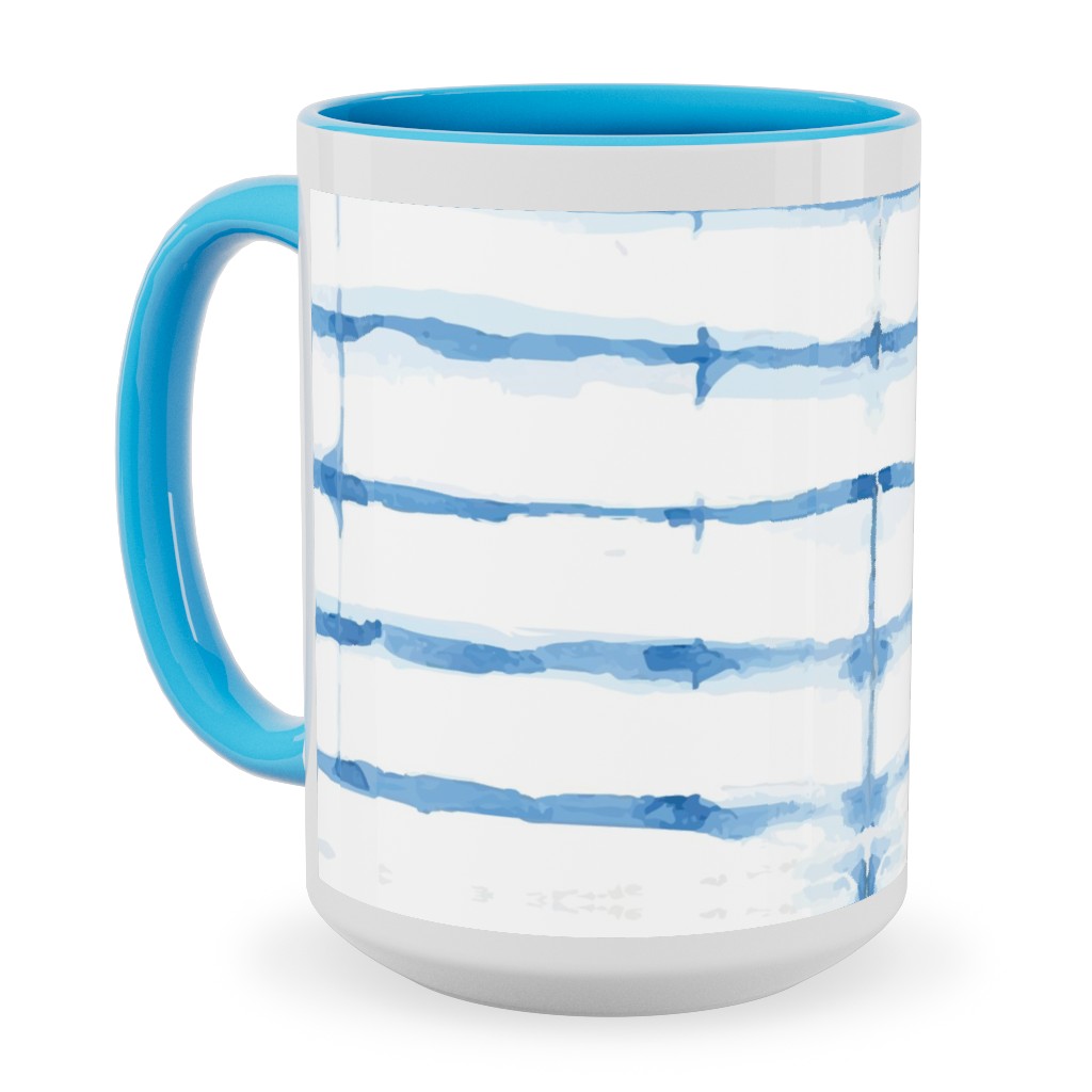 Shibori - Blue Ceramic Mug, Light Blue, , 15oz, Blue, True Blue