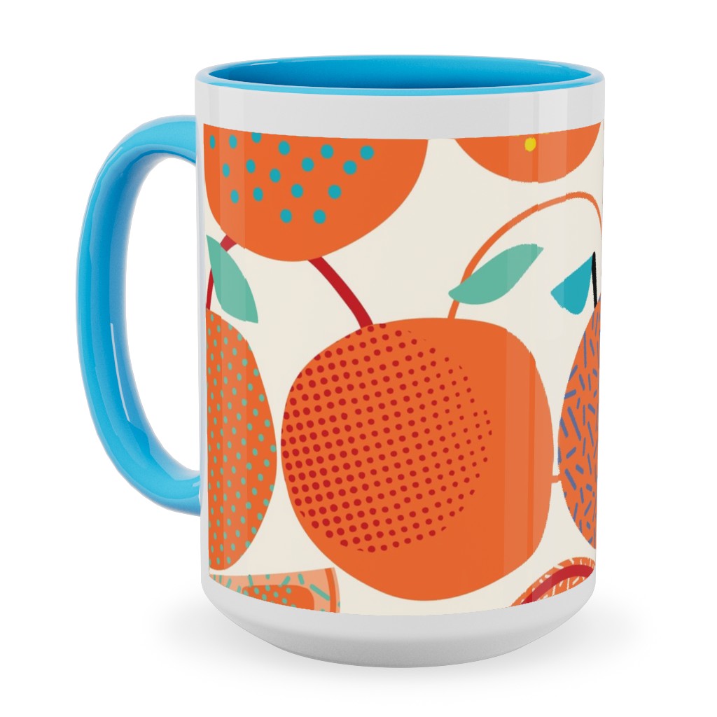 Fresh Orange - Orange Ceramic Mug, Light Blue, , 15oz, Orange, Orange