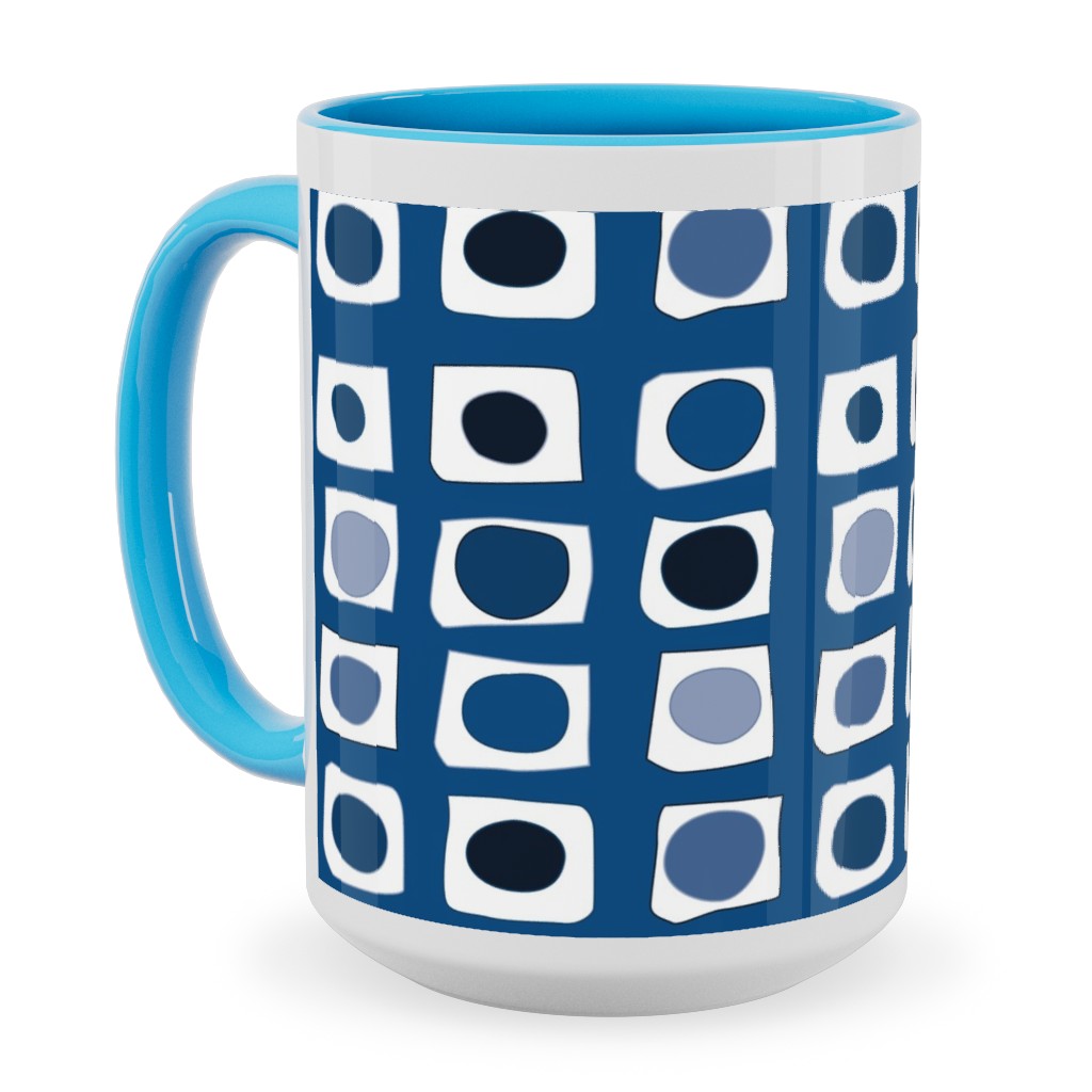 Little White Rectangles - Classic Blue Ceramic Mug, Light Blue,  , 15oz, Blue