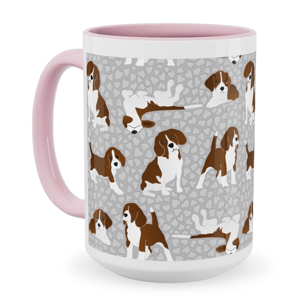 Beagle Dog Ceramic Mug, Pink,  , 15oz, Gray