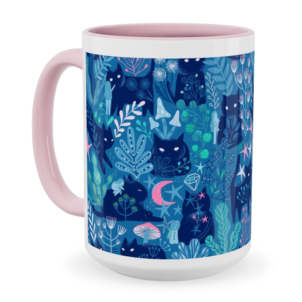 Meowgical Friends - Multicolor Ceramic Mug, Pink,  , 15oz, Blue