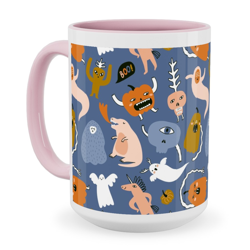 Monsters Pattern - Multi Ceramic Mug, Pink, , 15oz, Multicolor