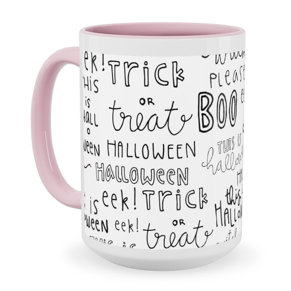 Halloween Words - White Ceramic Mug, Pink,  , 15oz, White