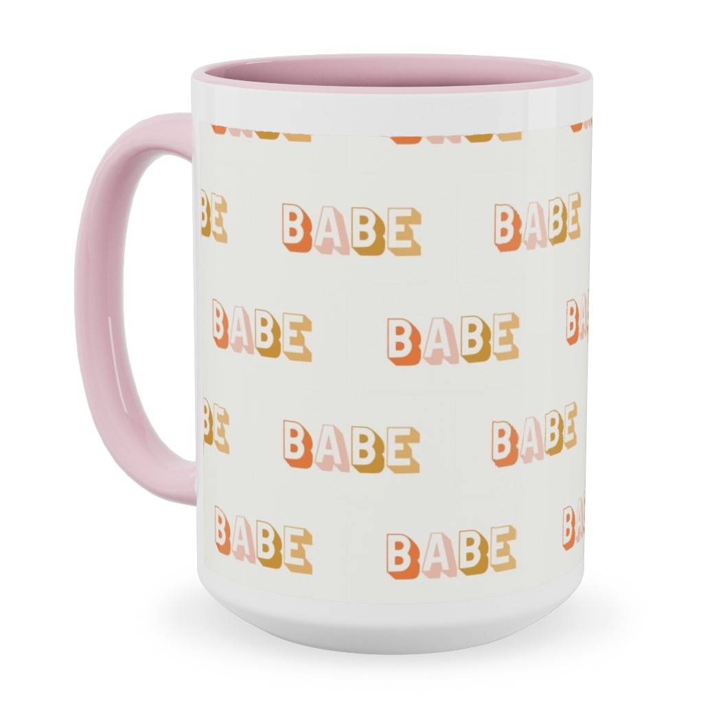 Babe - Typography - Neutral Ceramic Mug, Pink, , 15oz, Yellow, Classic Yellow
