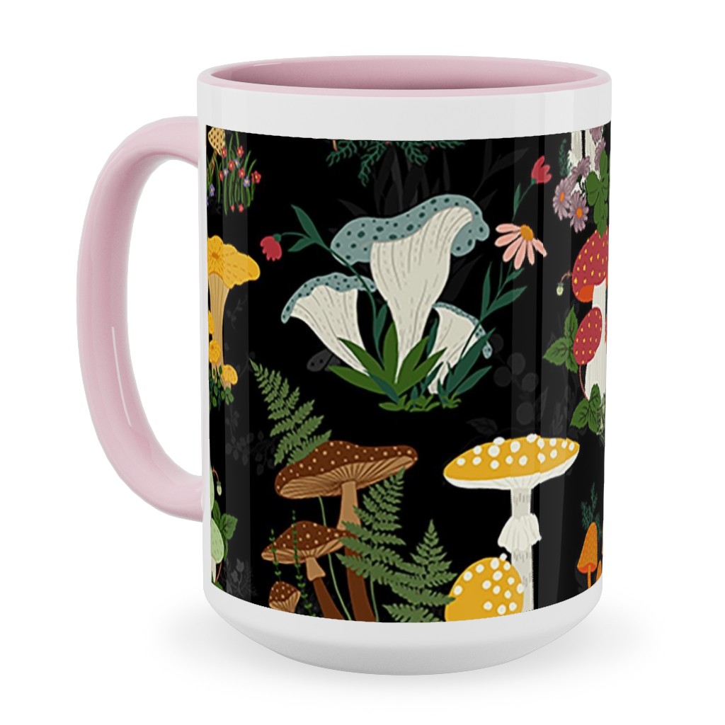 Pink Ceramic Mugs: Mushroom Garden - Multi Ceramic Mug