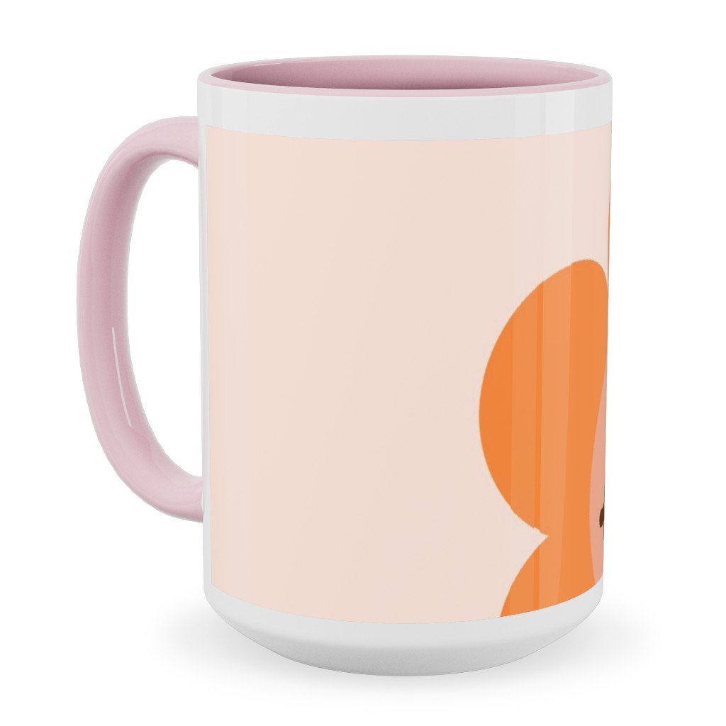 Smiley Floral - Orange Ceramic Mug, Pink,  , 15oz, Orange