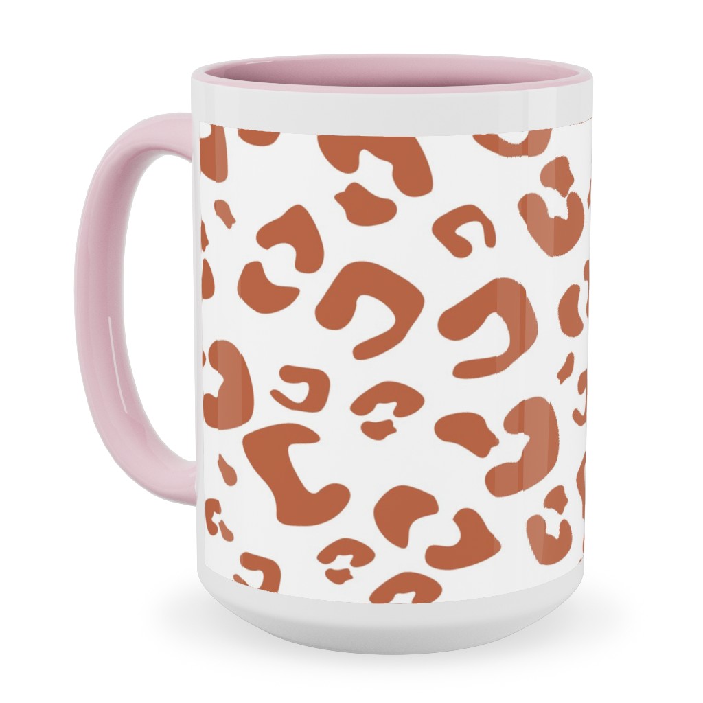 Leopard Print - Terracotta Ceramic Mug, Pink, , 15oz, Brown, Brown