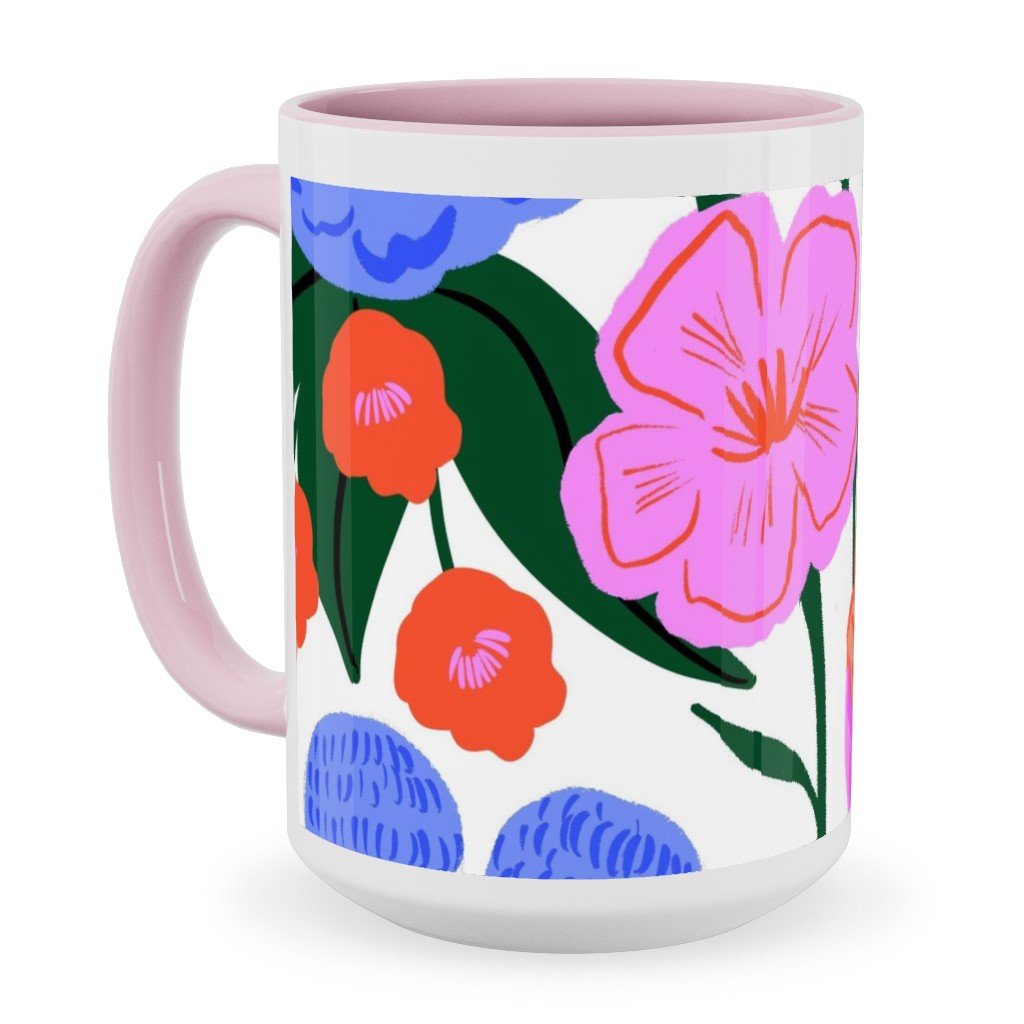 Garden Floral - Brights Ceramic Mug, Pink, , 15oz, Multicolor