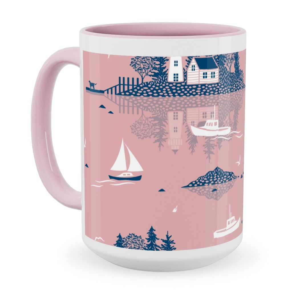 Maine Islands - Muted Pink Ceramic Mug, Pink,  , 15oz, Pink