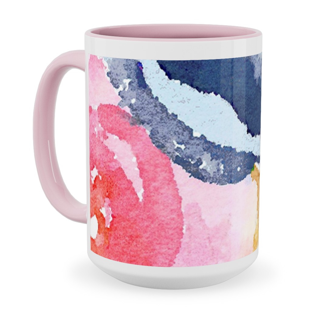 Spring Dreams - Watercolor Floral - Multi Ceramic Mug, Pink, , 15oz, Multicolor