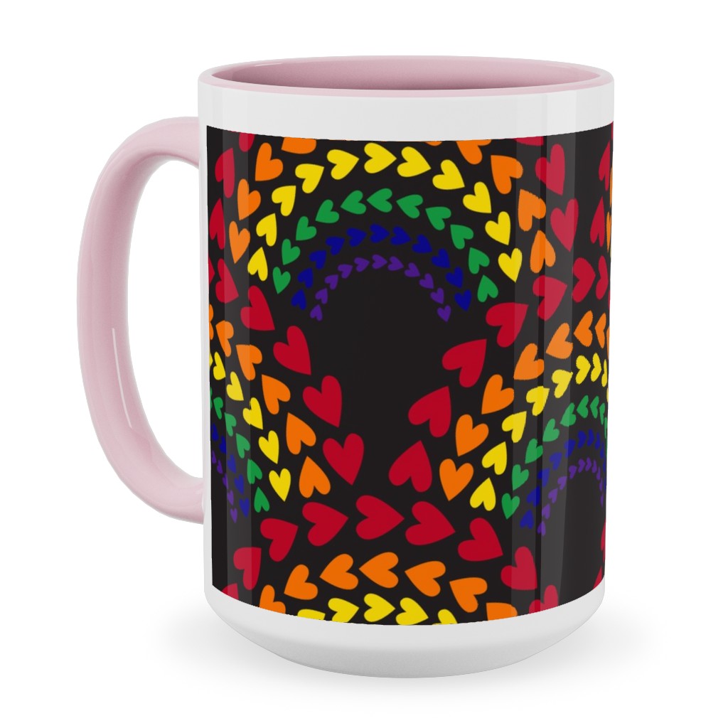 Rainbow Love Ceramic Mug, Pink, , 15oz, Multicolor, Red
