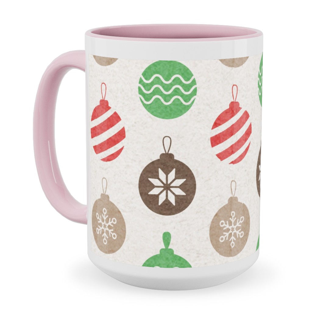 Christmas Ornaments Ceramic Mug, Pink, , 15oz, Multicolor