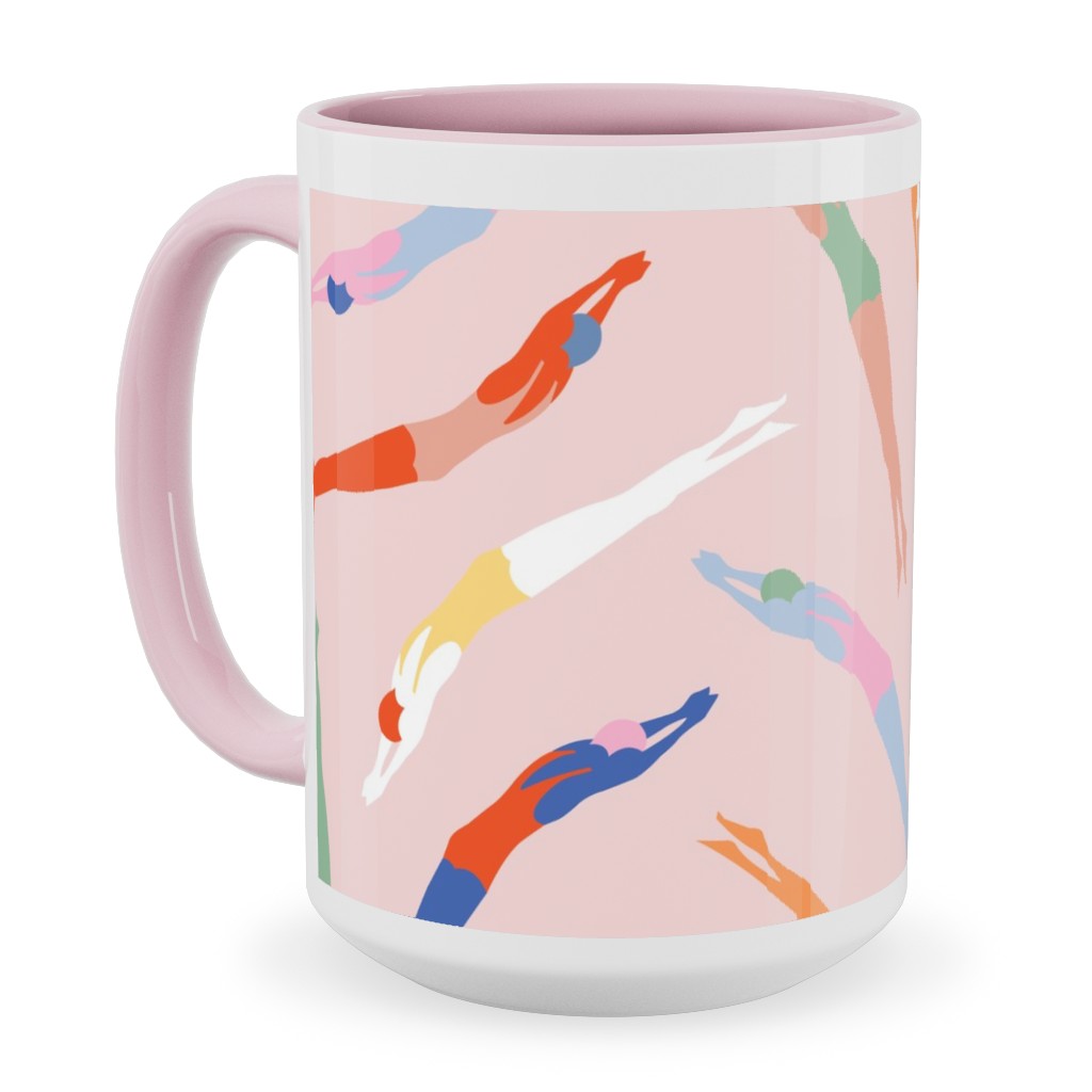 Art Deco Divers - Pink Ceramic Mug, Pink,  , 15oz, Pink