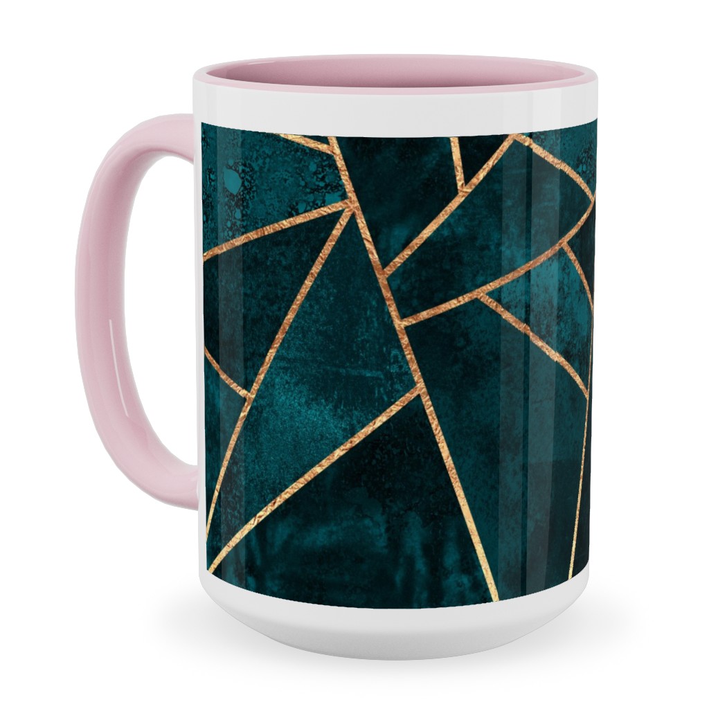 Stone - Deep Teal Ceramic Mug, Pink, , 15oz, Green, Classic Green