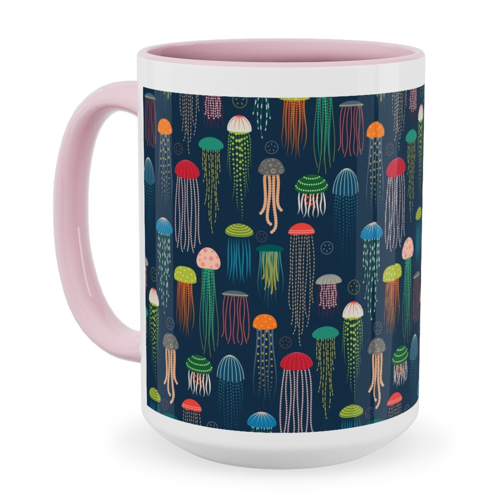 Just Jellies - Rainbow on Navy Ceramic Mug, Pink, , 15oz, Multicolor