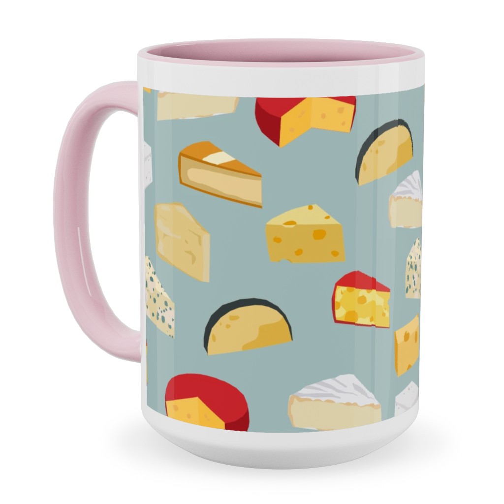 Cheeses Foodie - Blue Ceramic Mug, Pink, , 15oz, Multicolor