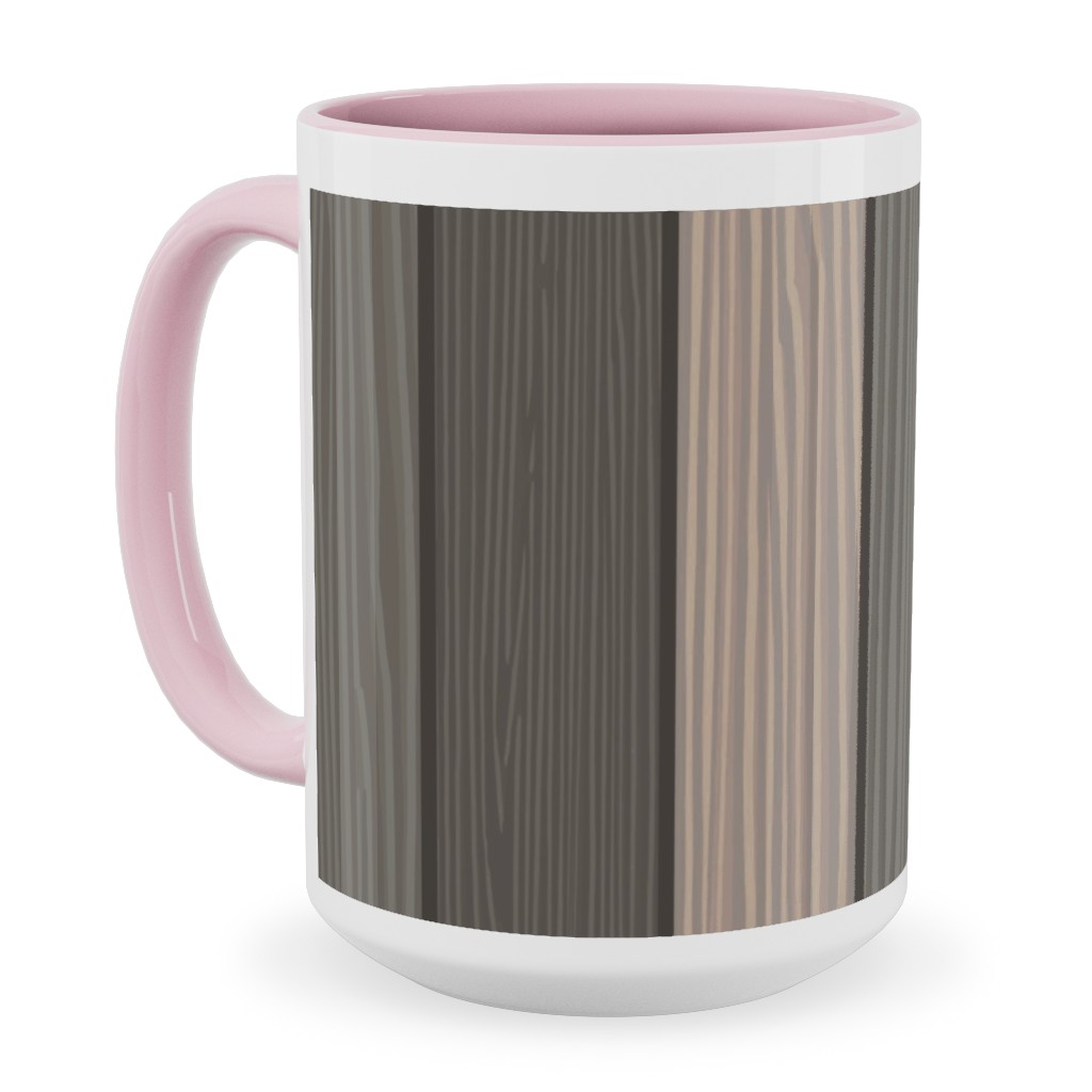 Old Wood Planks Driftwood - Brown Ceramic Mug, Pink, , 15oz, Brown, Brown