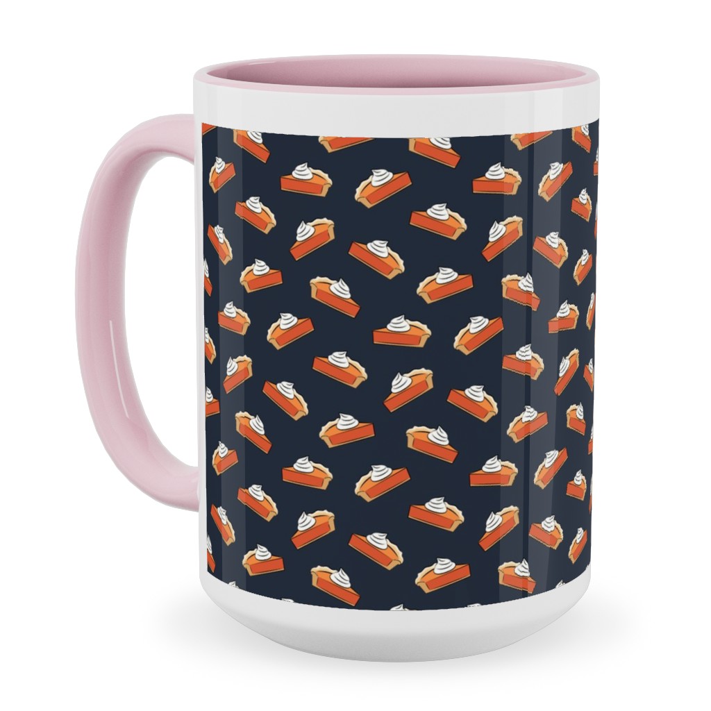 Just One Slice - Pumpkin Pie on Blue Ceramic Mug, Pink,  , 15oz, Blue