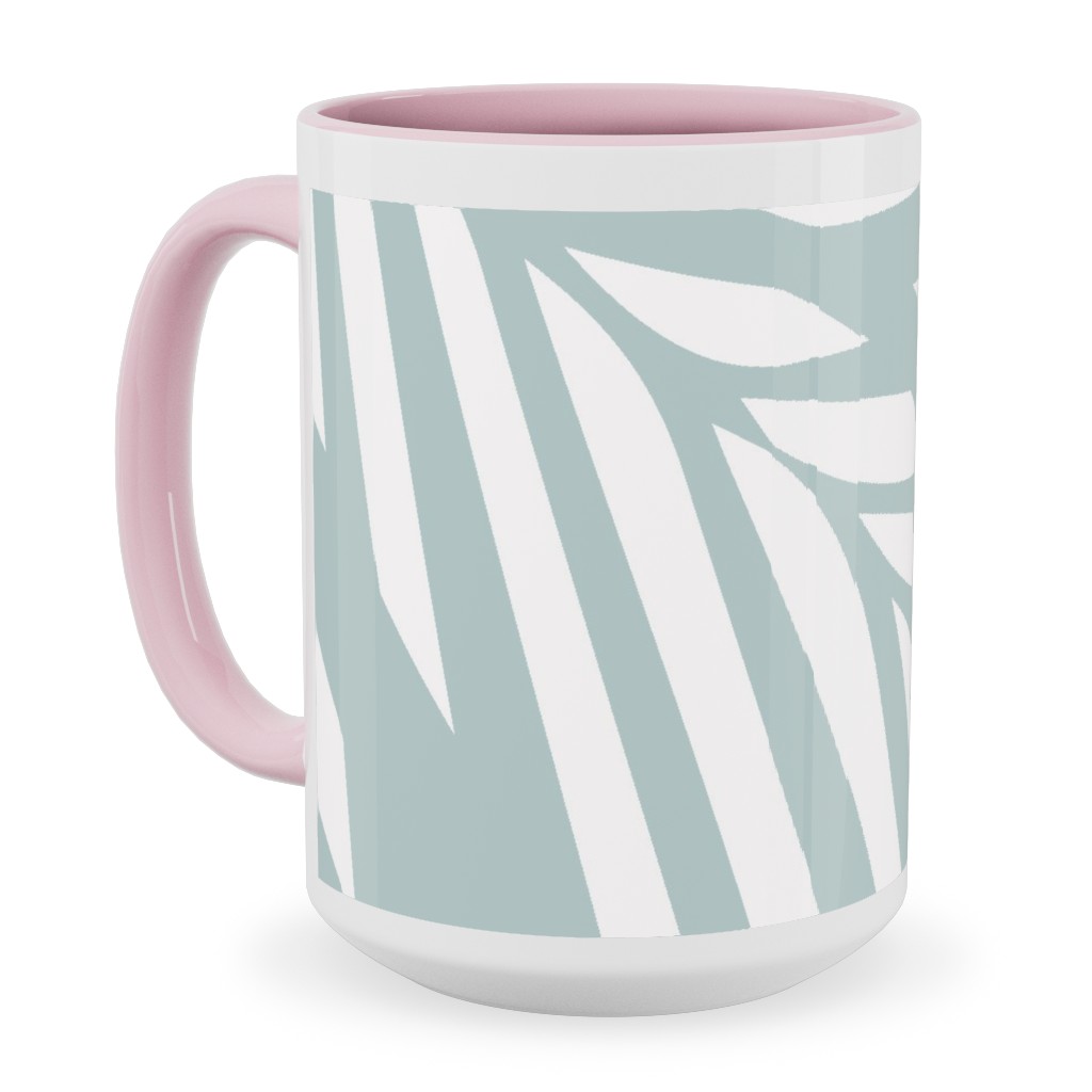 Fronds - Palladian Blue Ceramic Mug, Pink, , 15oz, Blue, True Blue