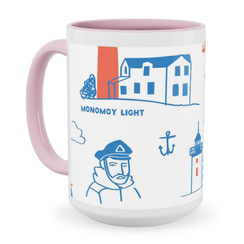 Cape Cod- Blue Ceramic Mug, Pink, , 15oz, Blue, True Blue