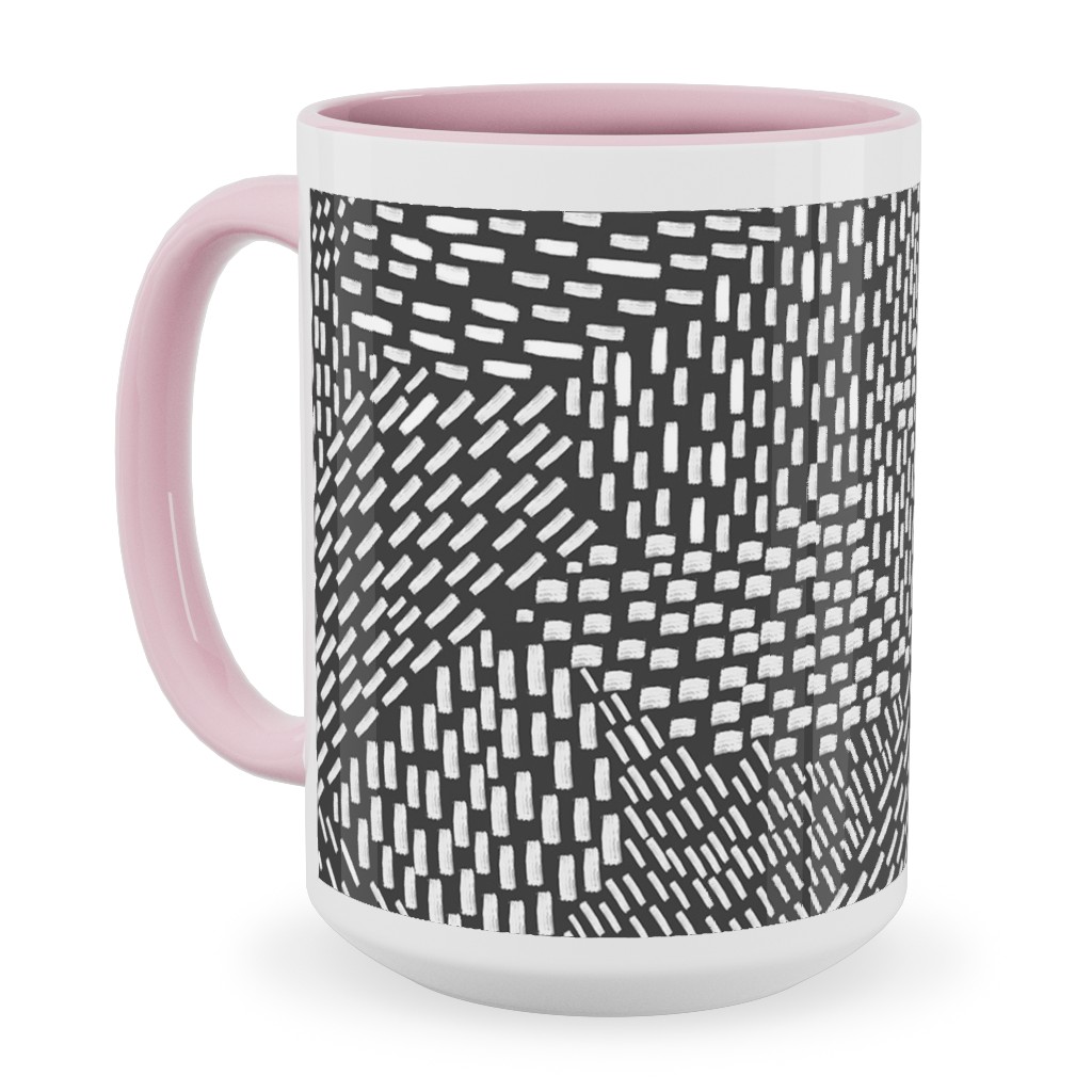 Abstract Brushstrokes Ceramic Mug, Pink,  , 15oz, Black