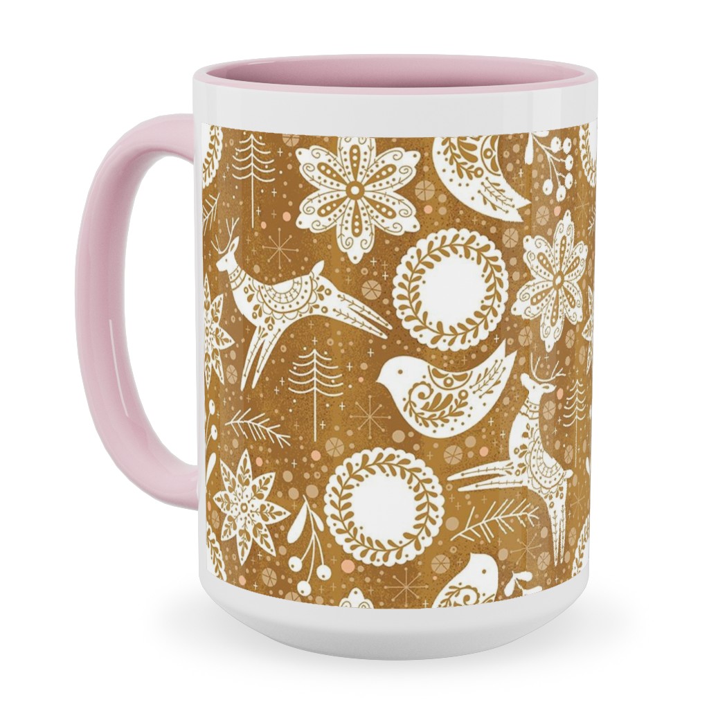 Gingerbread Forest - Brown Ceramic Mug, Pink,  , 15oz, Brown