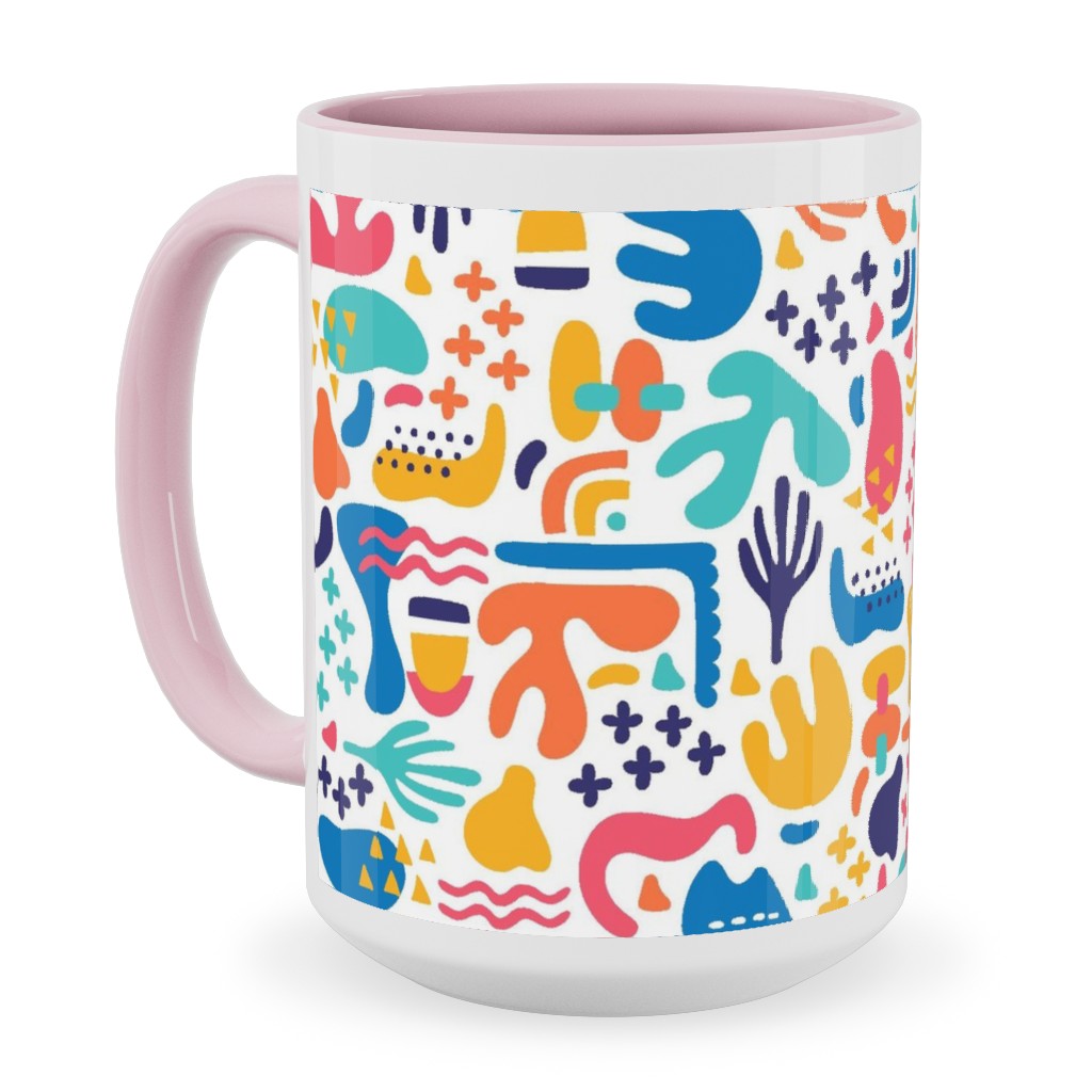 Organic Abstract Design - Multi Ceramic Mug, Pink,  , 15oz, Multicolor