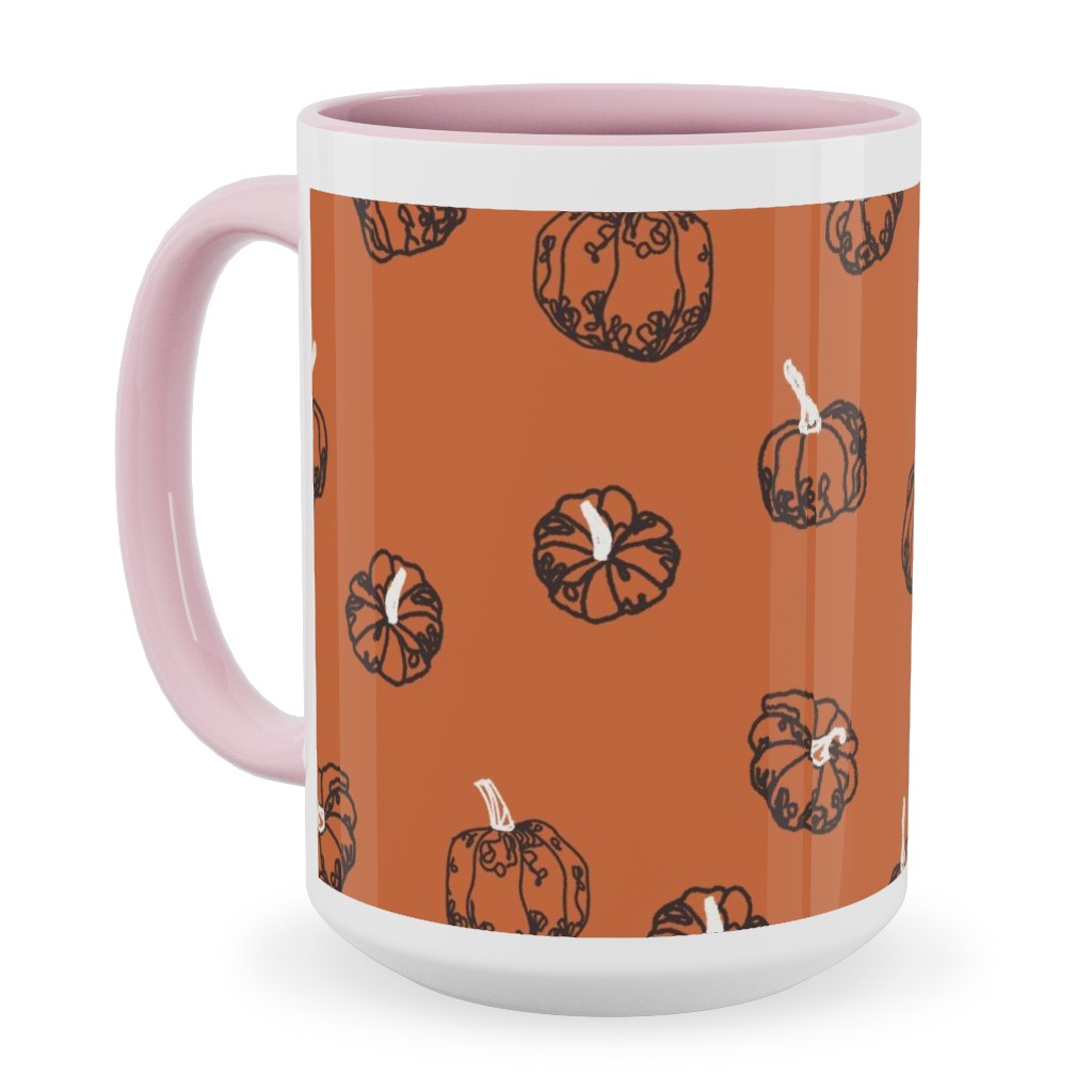Pumpkins Ceramic Mug, Pink, , 15oz, Orange, Fawn