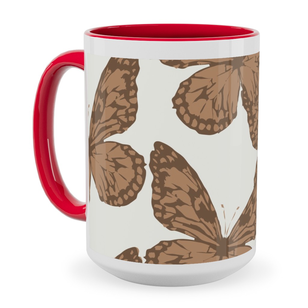 Butterfly Ceramic Mug, Red,  , 15oz, Brown