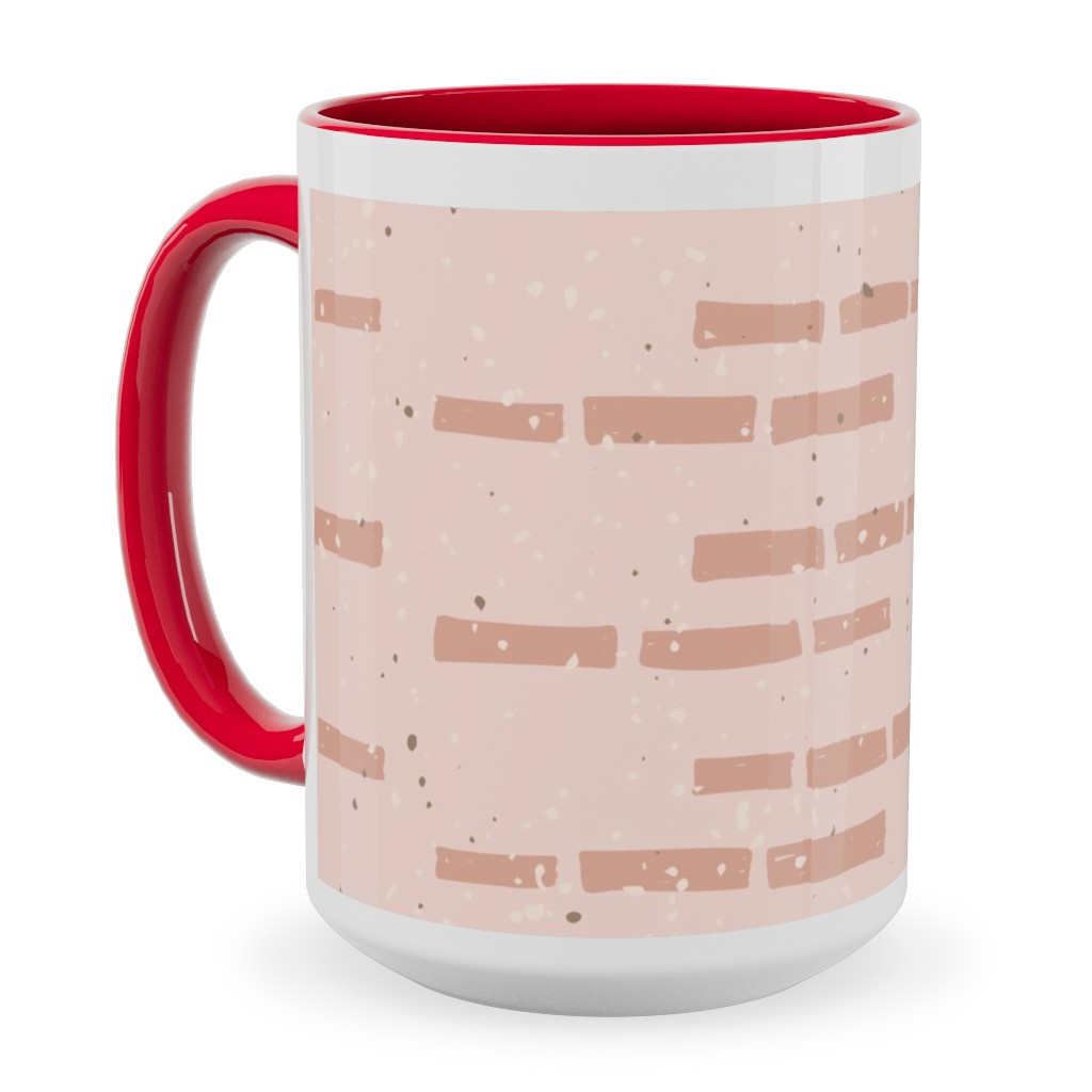 Boho Tribal Dashed Geometric - Pink Ceramic Mug, Red,  , 15oz, Pink