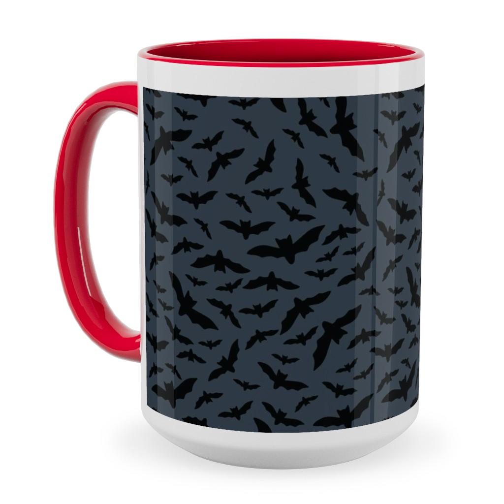 Halloween Black Bats Ceramic Mug, Red,  , 15oz, Black