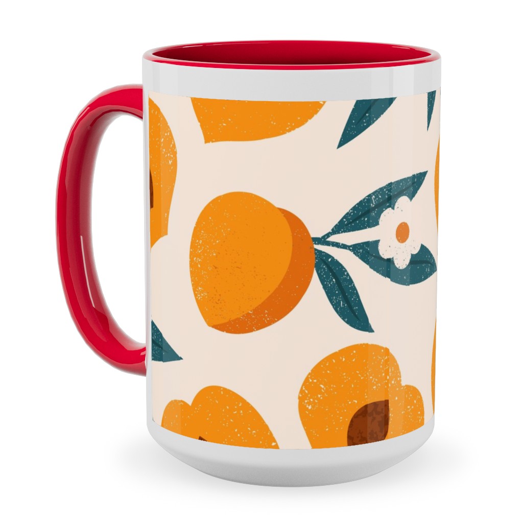 Summer Peches - Orange Ceramic Mug, Red,  , 15oz, Orange