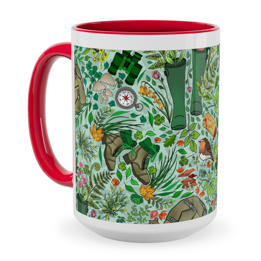 Hike Across the Emerald Isle - Multicolor Ceramic Mug, Red, , 15oz, Green, Classic Green