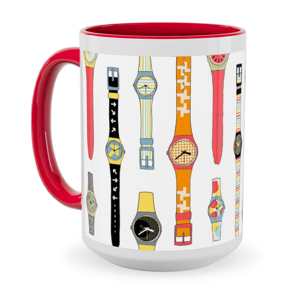 Fashion Watches - Multicolor Ceramic Mug, Red,  , 15oz, Multicolor