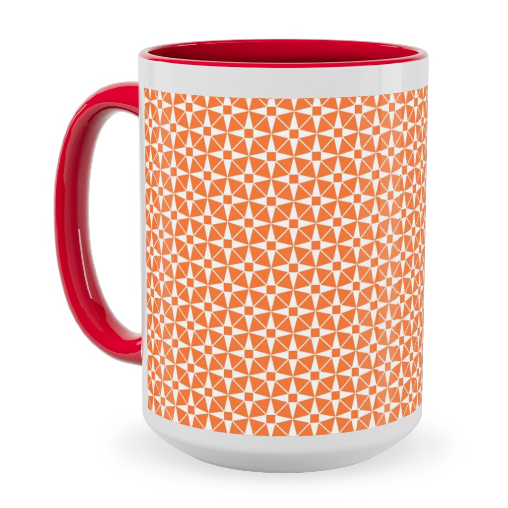 Starburst Geometric - Orange Ceramic Mug, Red, , 15oz, Orange, Orange