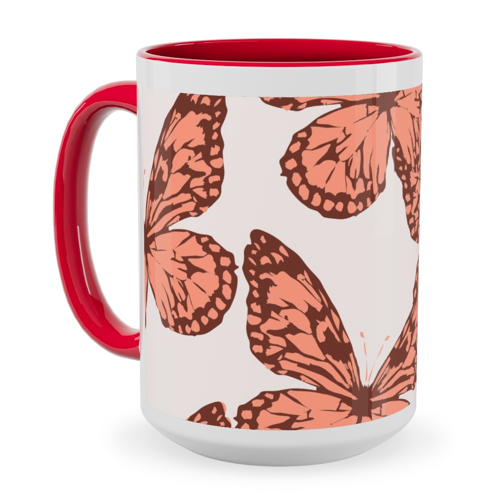 Butterfly Ceramic Mug, Red, , 15oz, Pink, Priscilla