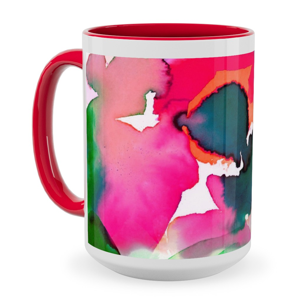 Abstract Flora Watercolor - Multi Ceramic Mug, Red, , 15oz, Multicolor