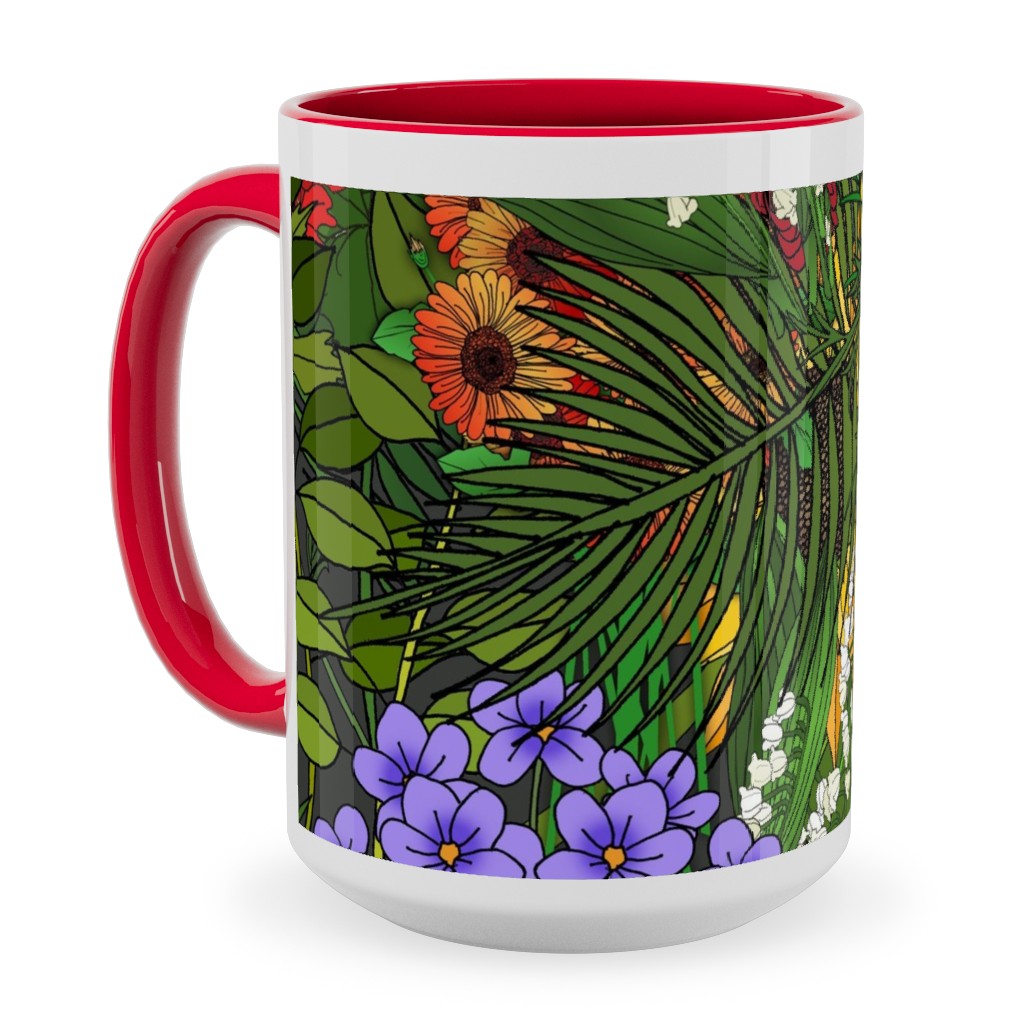 Botanic Garden Ceramic Mug, Red, , 15oz, Multicolor