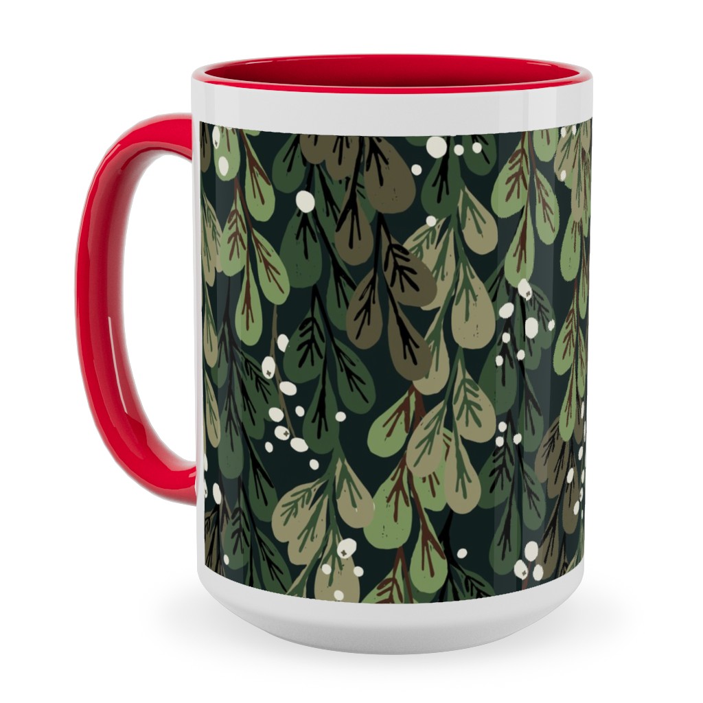 Mistletoe - Green Ceramic Mug, Red, , 15oz, Green, Classic Green