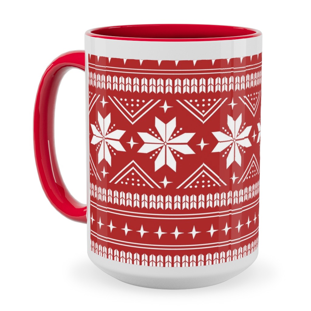 Nordic Sweater - Red Ceramic Mug, Red, , 15oz, Red, Red