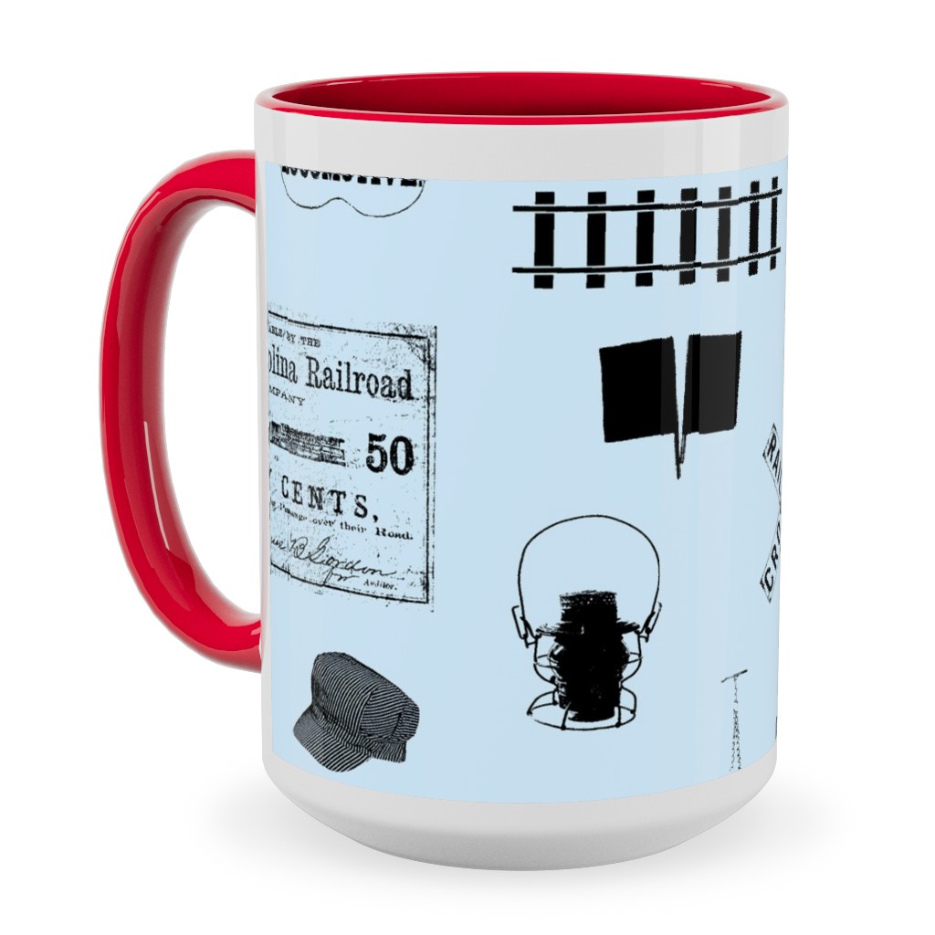 Railroad Ceramic Mug, Red,  , 15oz, Blue