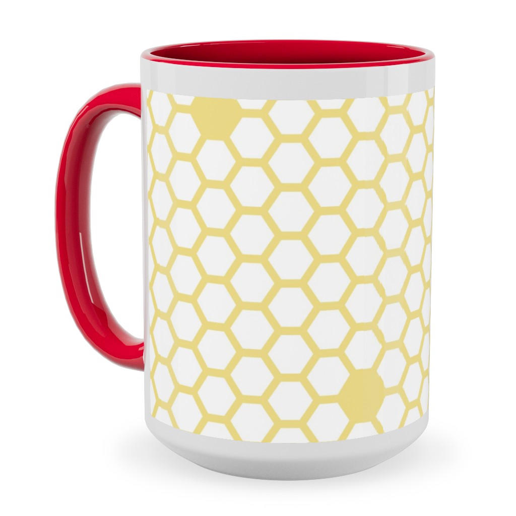Honeycomb - Sugared Spring - Yellow Ceramic Mug, Red,  , 15oz, Yellow