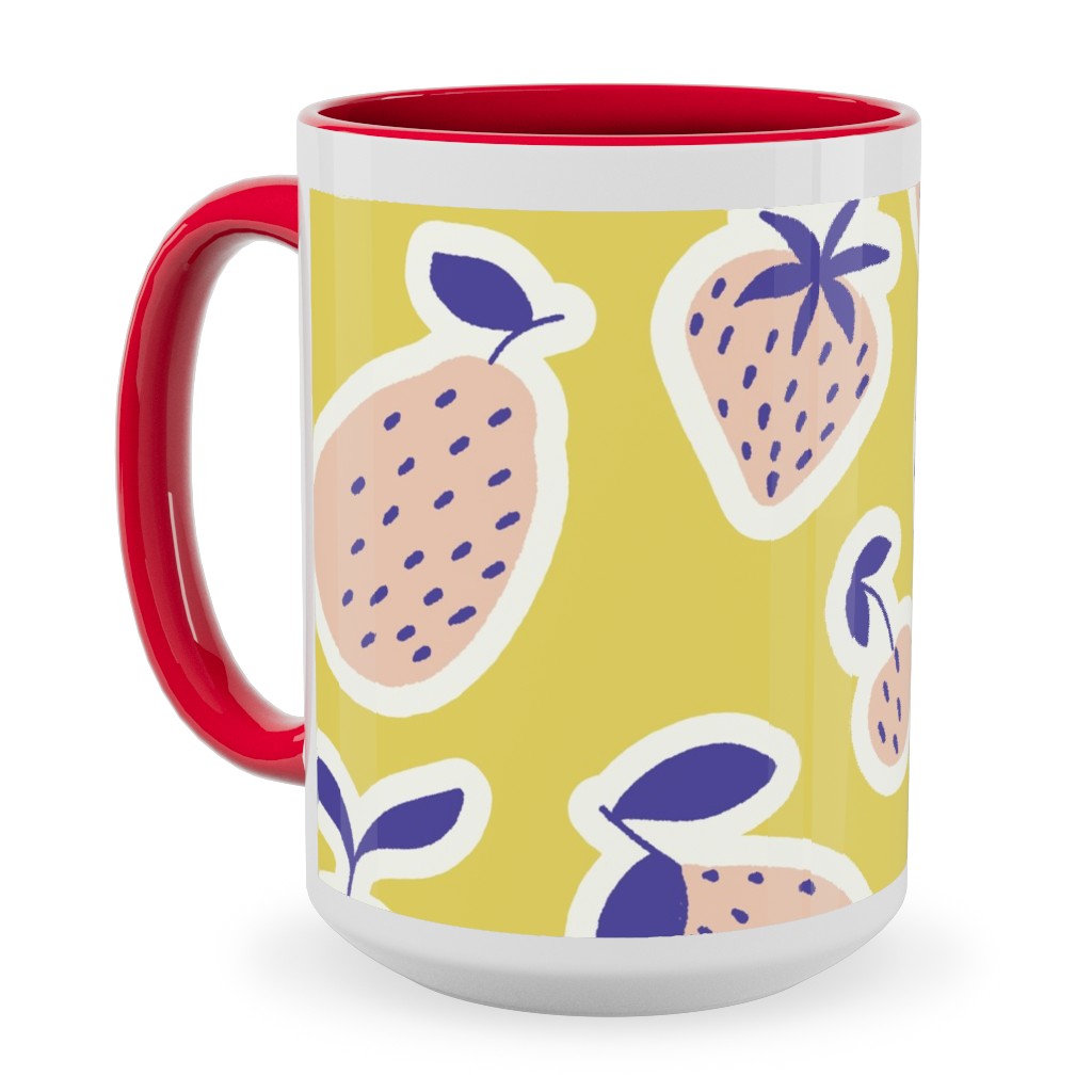 Fruity - Yellow Ceramic Mug, Red, , 15oz, Yellow, Classic Yellow